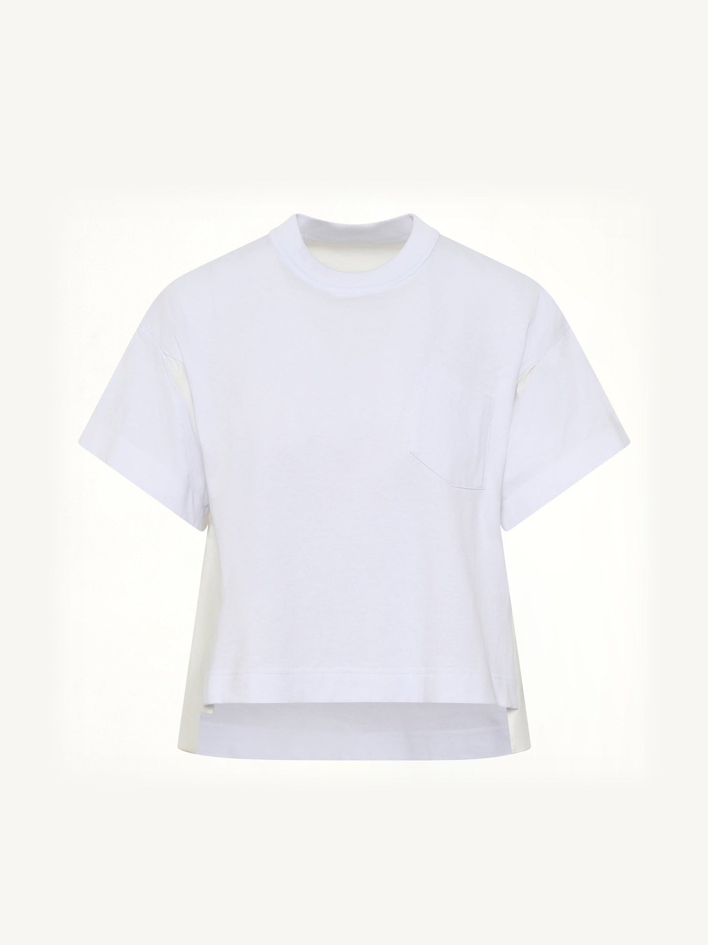 SACAI Light Weight Denim x Poplin Jersey T-Shirt (White)