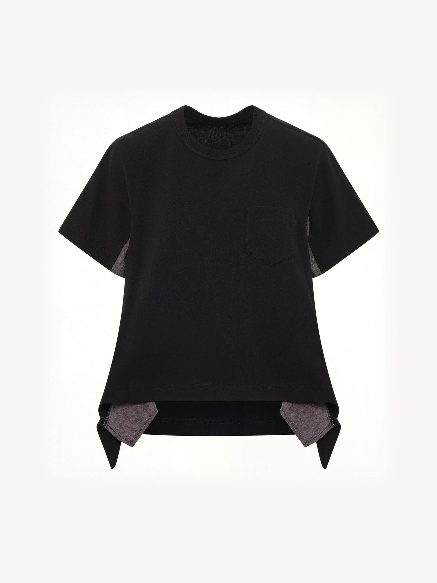 SACAI Light Weight Denim x Cotton Jersey T-Shirt (Black)