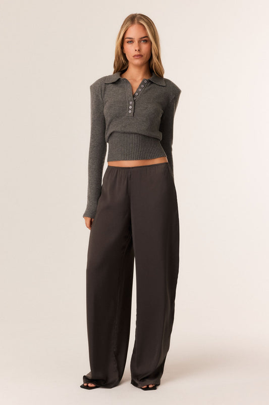 SNDYS VINNY SHOULDER PAD KNIT TOP (Charcoal)