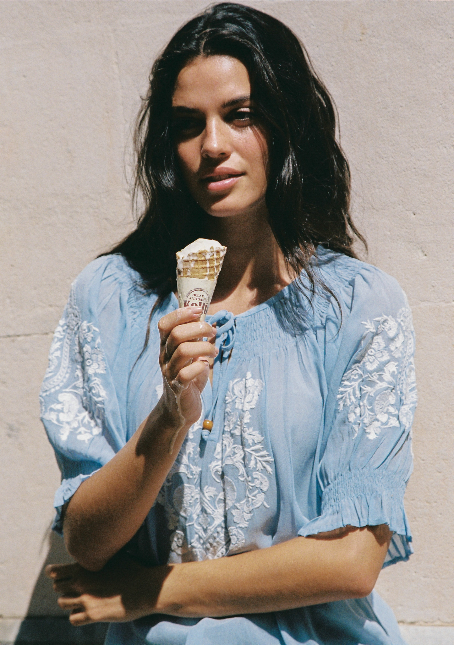 Auguste The Label Indra Embroidered Blouse (Blue)