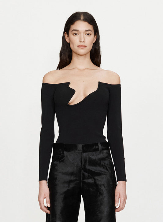 CHRISTOPHER ESBER Odessa Arced Knitted Long Sleeve Top (Black)