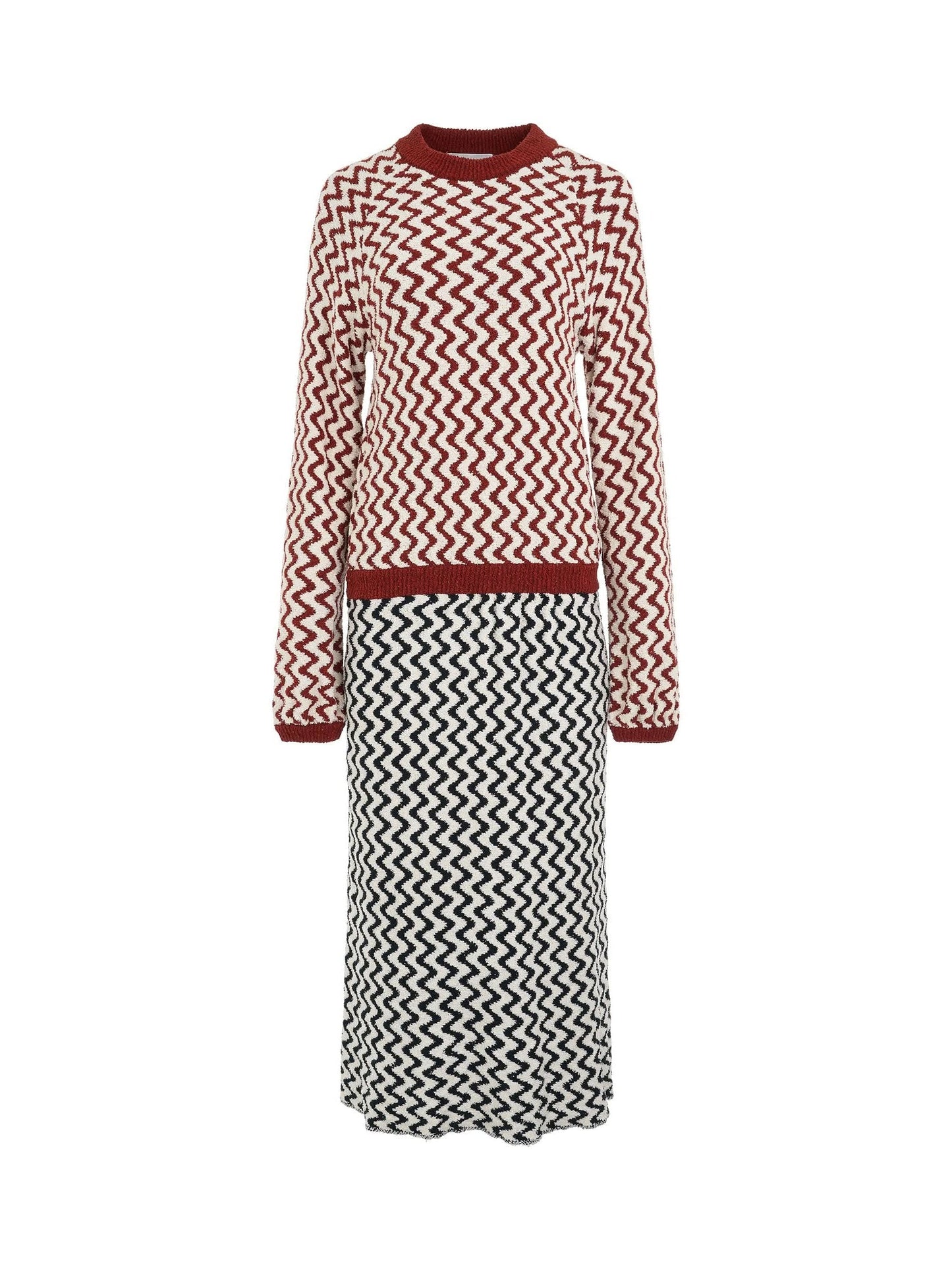 Image of a model wearing Dress. Productname: CHLOE Robe Dress in Navy Burgundy colour by brand - CHLOE
