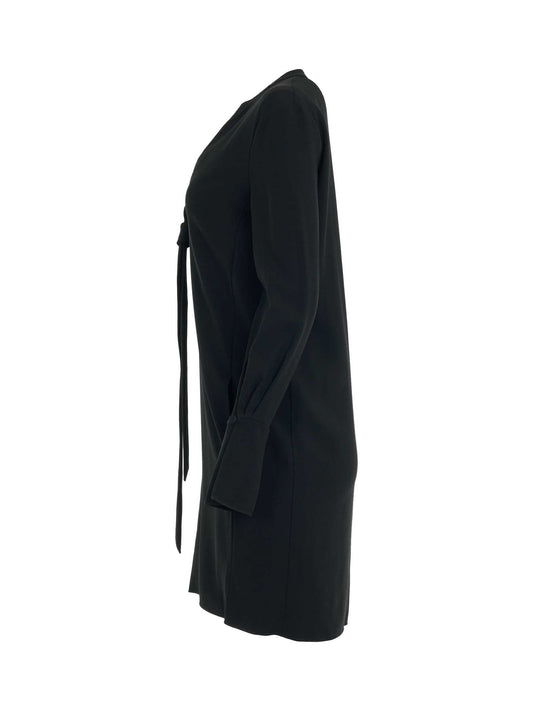 CHLOE Neck Tie Shift Black Dress (Black)