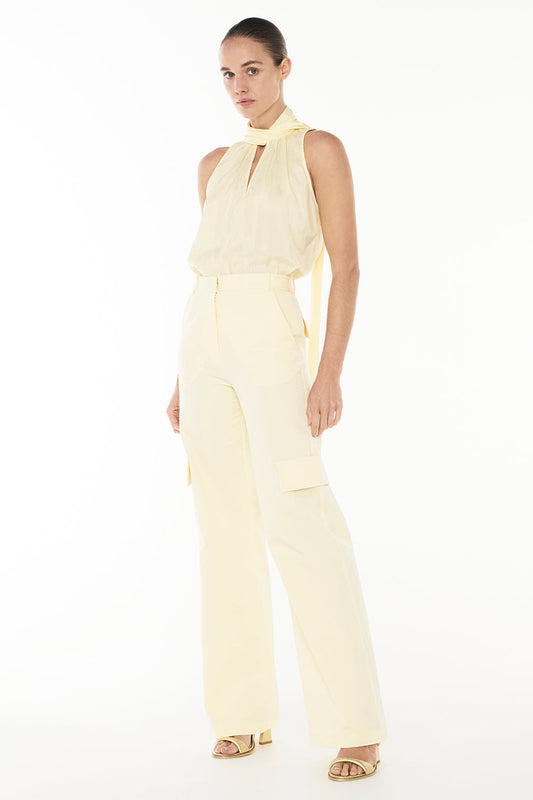 True Romance Tie Blouse (Pale Yellow)