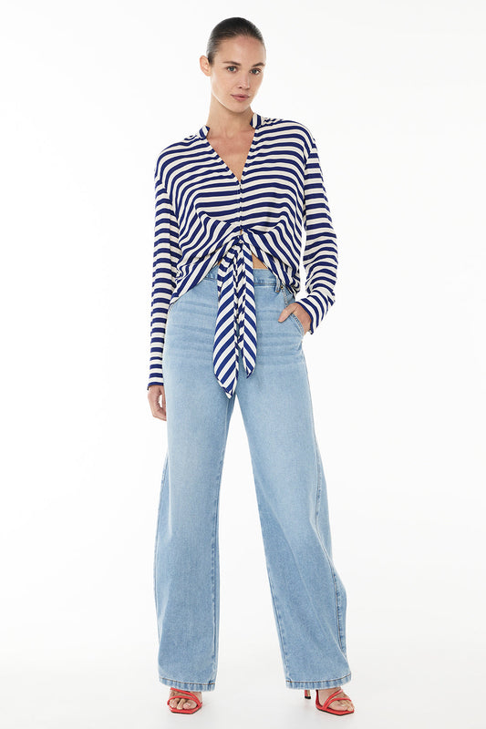 Riviera Stripe Blouse (Blue/White)