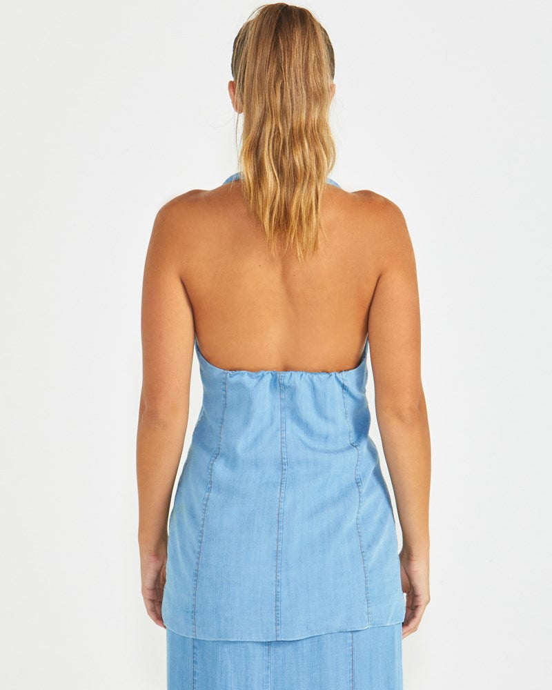 Sass Clothing Seville Halter Vest (Chambray)