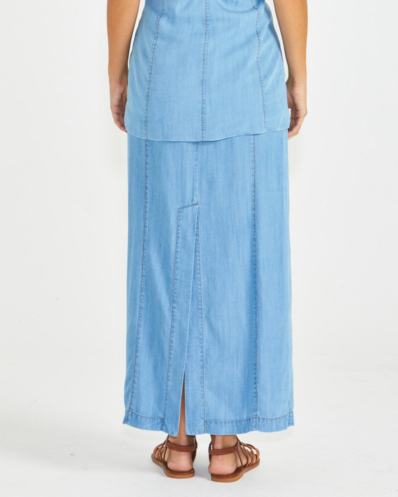Sass Clothing Seville Maxi Skirt (Chambray)
