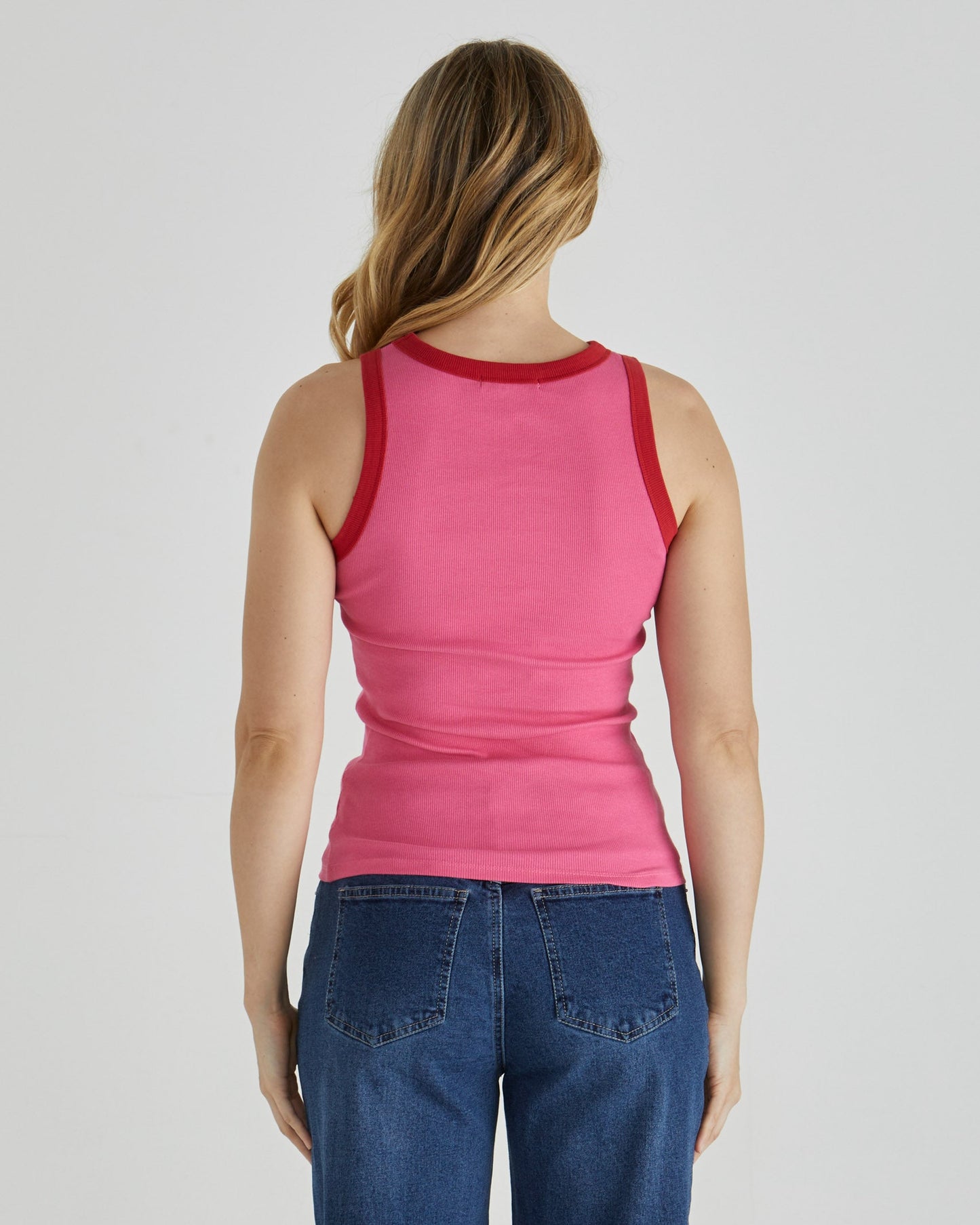 Sass Clothing Noah Rib Tank (Pink/Red)