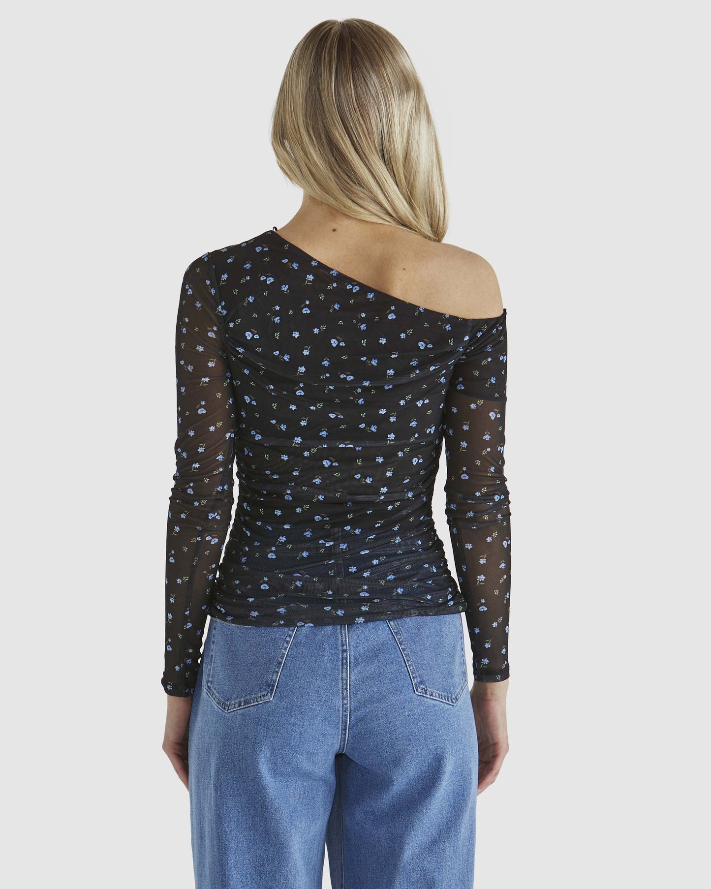 Sass Clothing Lauretta Mesh Top (Black Ditsy)