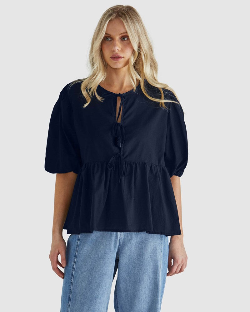 Image of T-Shirts. Product name - Eden Top Black in Black colour by brand - Sass Clothing