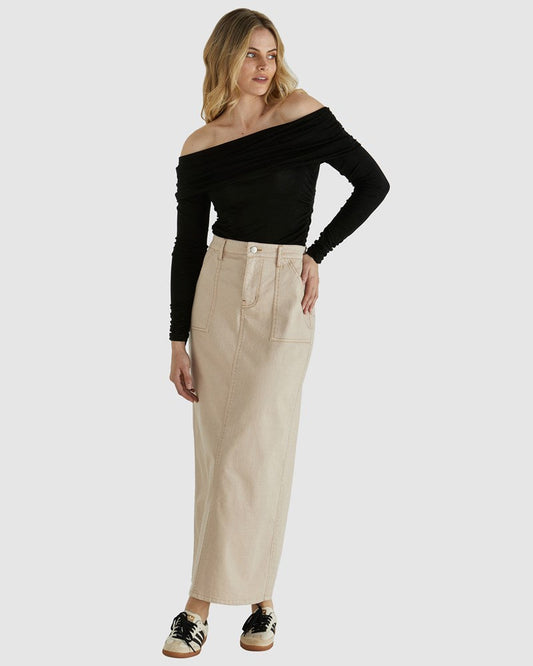 Sass Clothing Reece Skirt (Tan Wash)