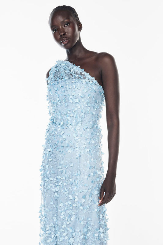 Enchantment One Shoulder Dress (Dove Blue)