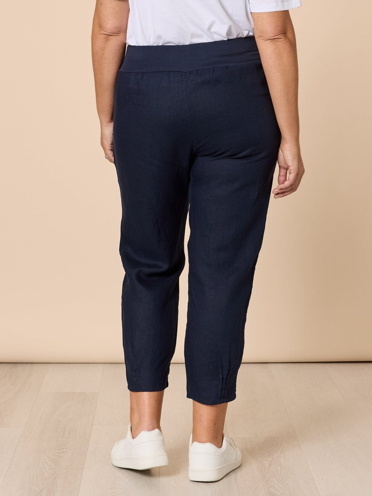 Gordon Smith Sarah Linen Pleat Hem Pant (Navy)