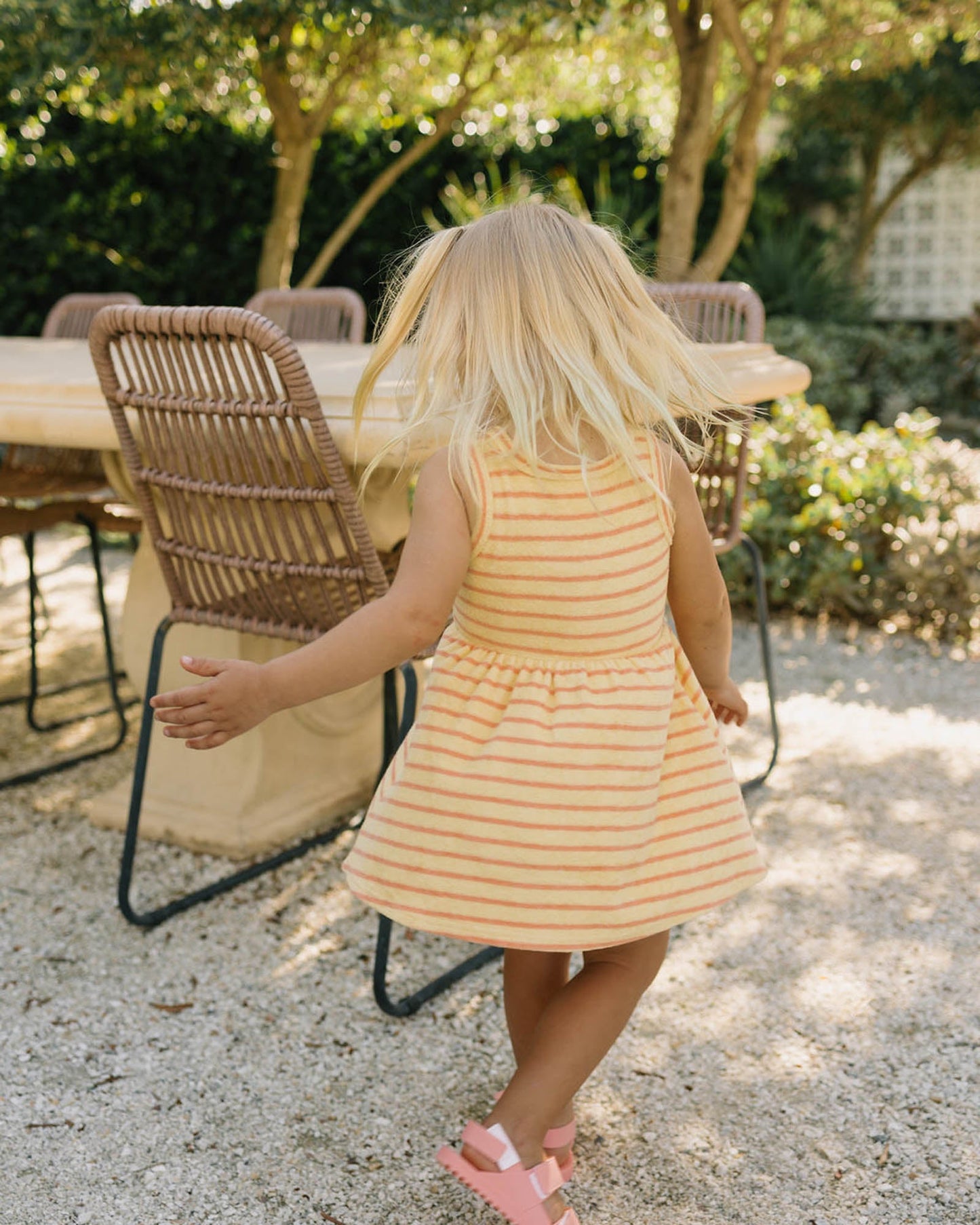 Walnut Melbourne Wren Dress (Terry Stripe Yellow)