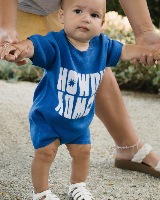 Walnut Melbourne Arkley Knit Romper (Howdy Blue)