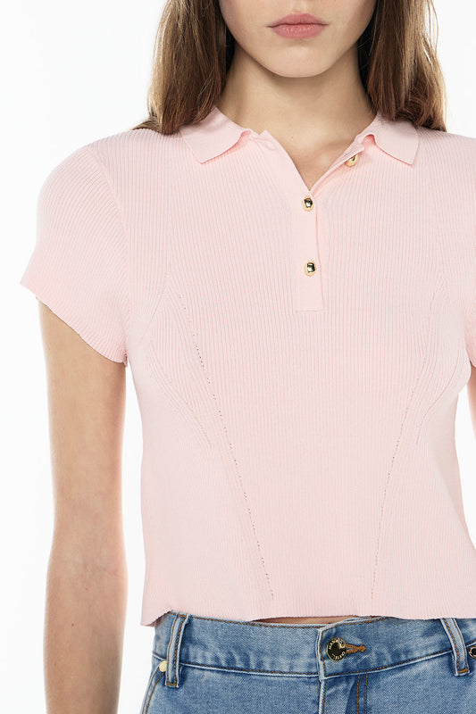 Firm Favourite Knit Polo (Pale Pink)