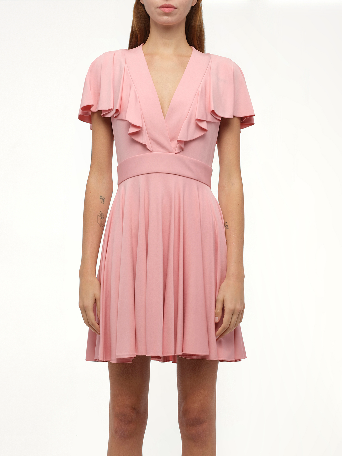 Image of a model wearing Dress. Productname: ALEXANDER MCQUEEN Amq - Dress in Pink colour by brand - ALEXANDER MCQUEEN