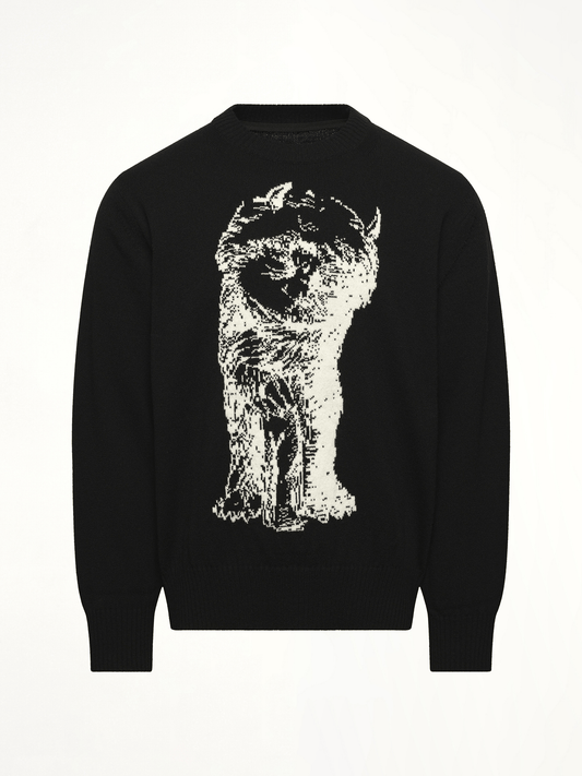SACAI WHERE THE WILD THINGS ARE Wool Knit Pullover (Black)
