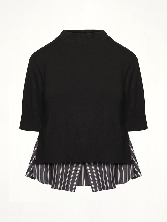 SACAI Poplin x Knit Pullover (Black)