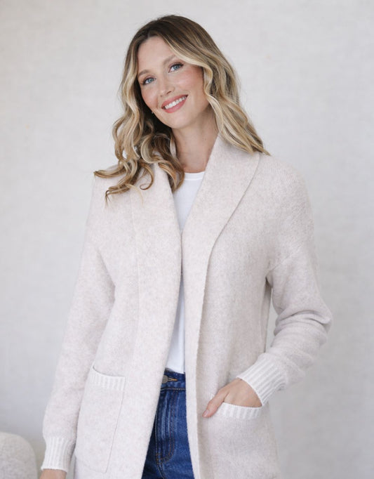 132 Fashion Vera Blanket Stitch Coatigan (Latte)