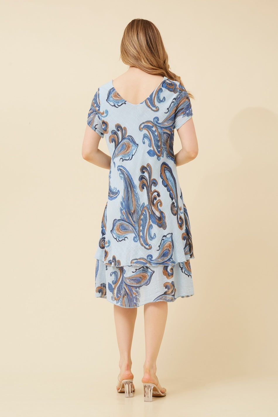 ELECTRA PAISLEY PRINT DRESS (Light Blue)