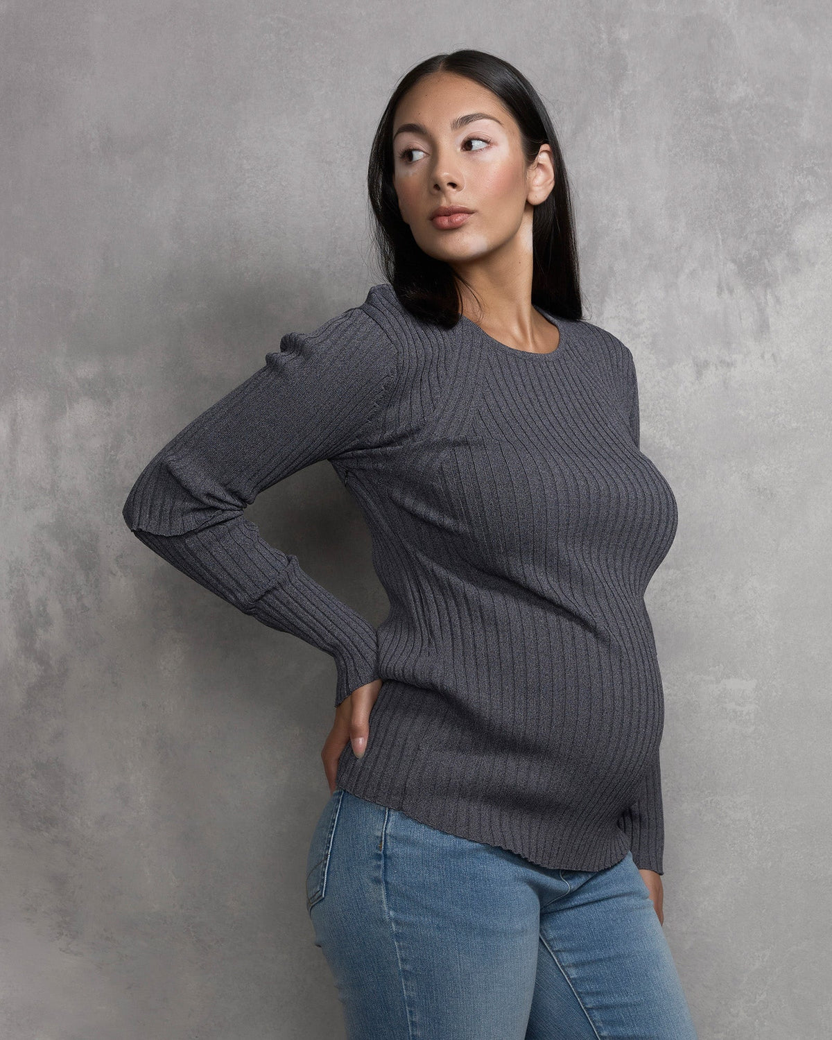 Soon Maternity 2-way Sleeve Feeding Top (Grey)