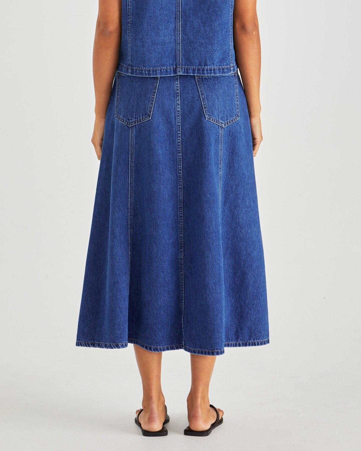 Sass Clothing Sabine Denim Skirt- (Mid Blue Wash)