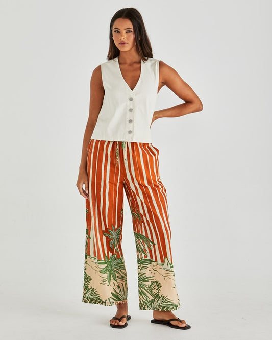 Sass Clothing Mina Elasticated Pant (Palm Stripe)