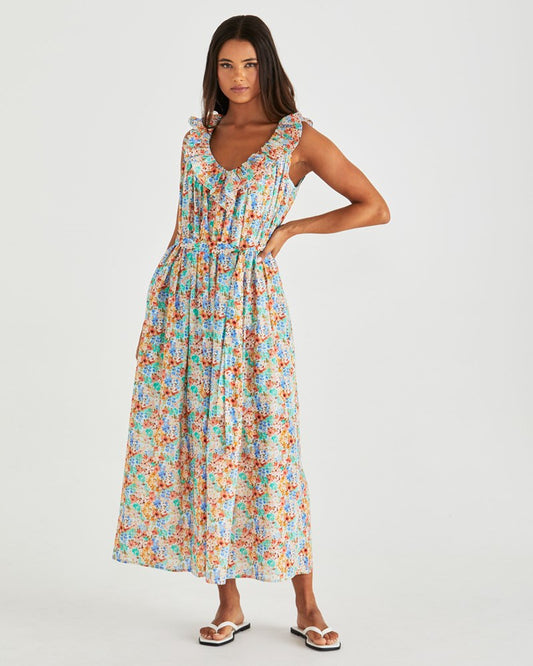 Sass Clothing Panna Ruffled Neck Dress (Blossom)
