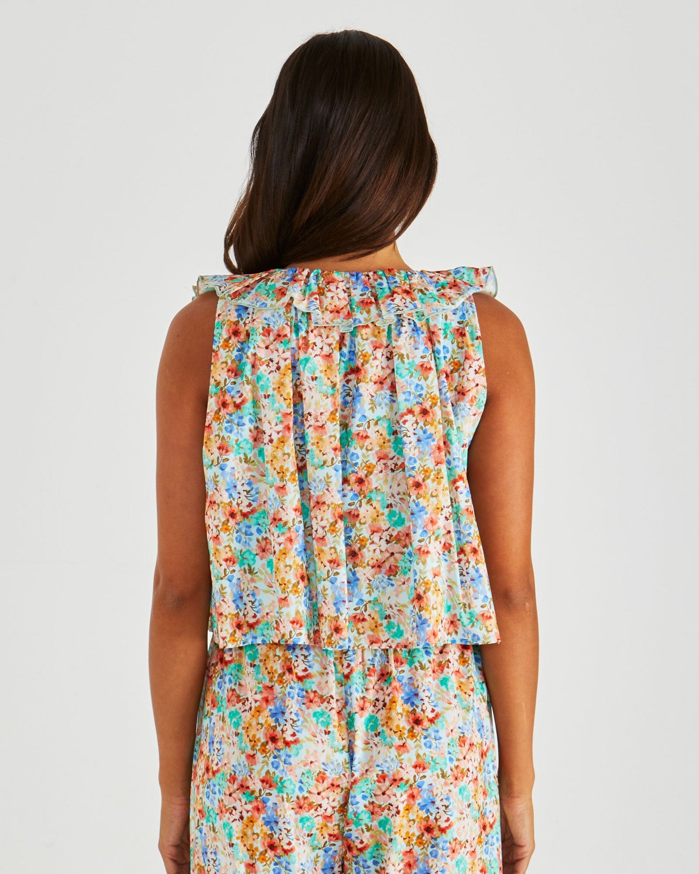 Sass Clothing Panna Ruffled Neck Tank (Blossom)