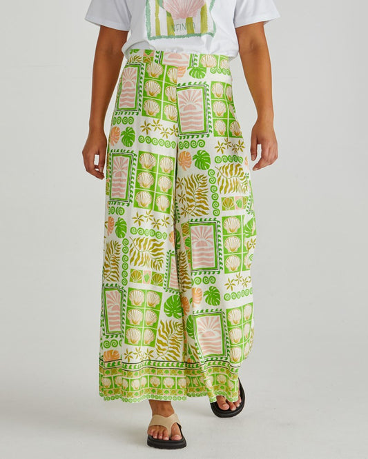 Sass Clothing Emmett Wide Leg Pant (Green Shell Patchwork)