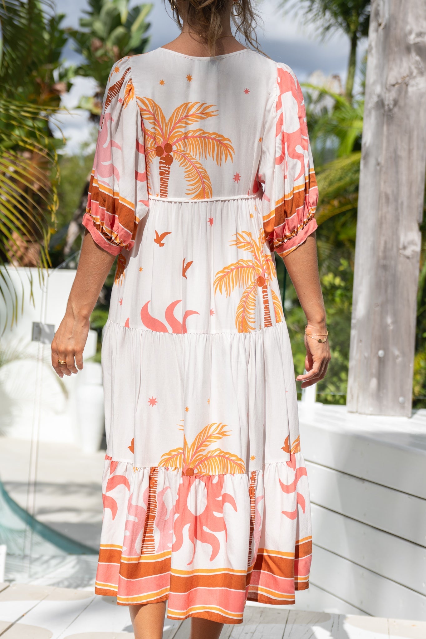 Heychic Soletta Coral Tropical Midi Dress (Pink)