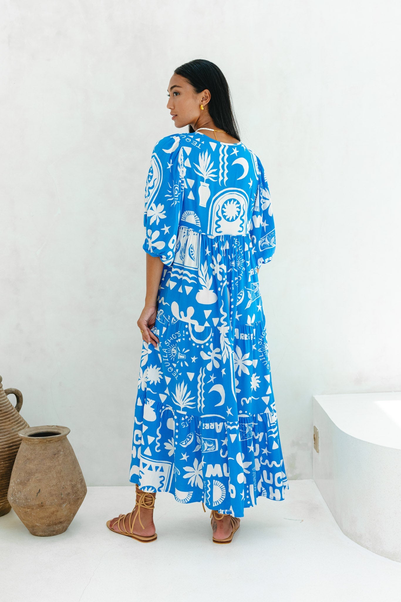 Heychic Soquila Tropical Midi Dress (Blue)
