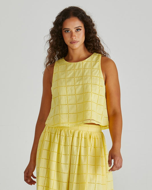 Sass Clothing Helmi Broderie Tank (Yellow)