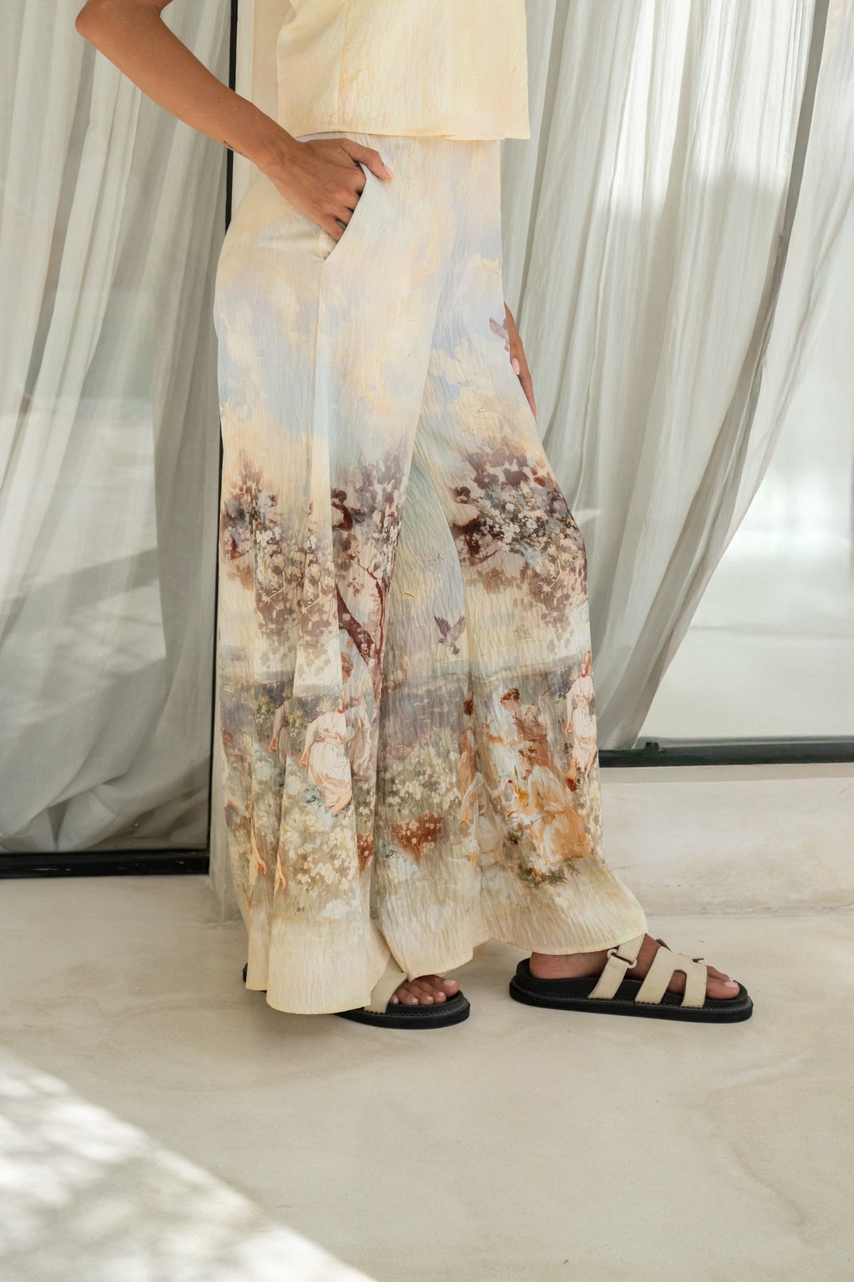 Heychic Lavinia Yellow Abstract Jumpsuit (Blue)