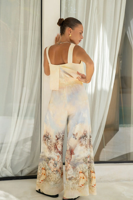 Heychic Lavinia Yellow Abstract Jumpsuit (Blue)