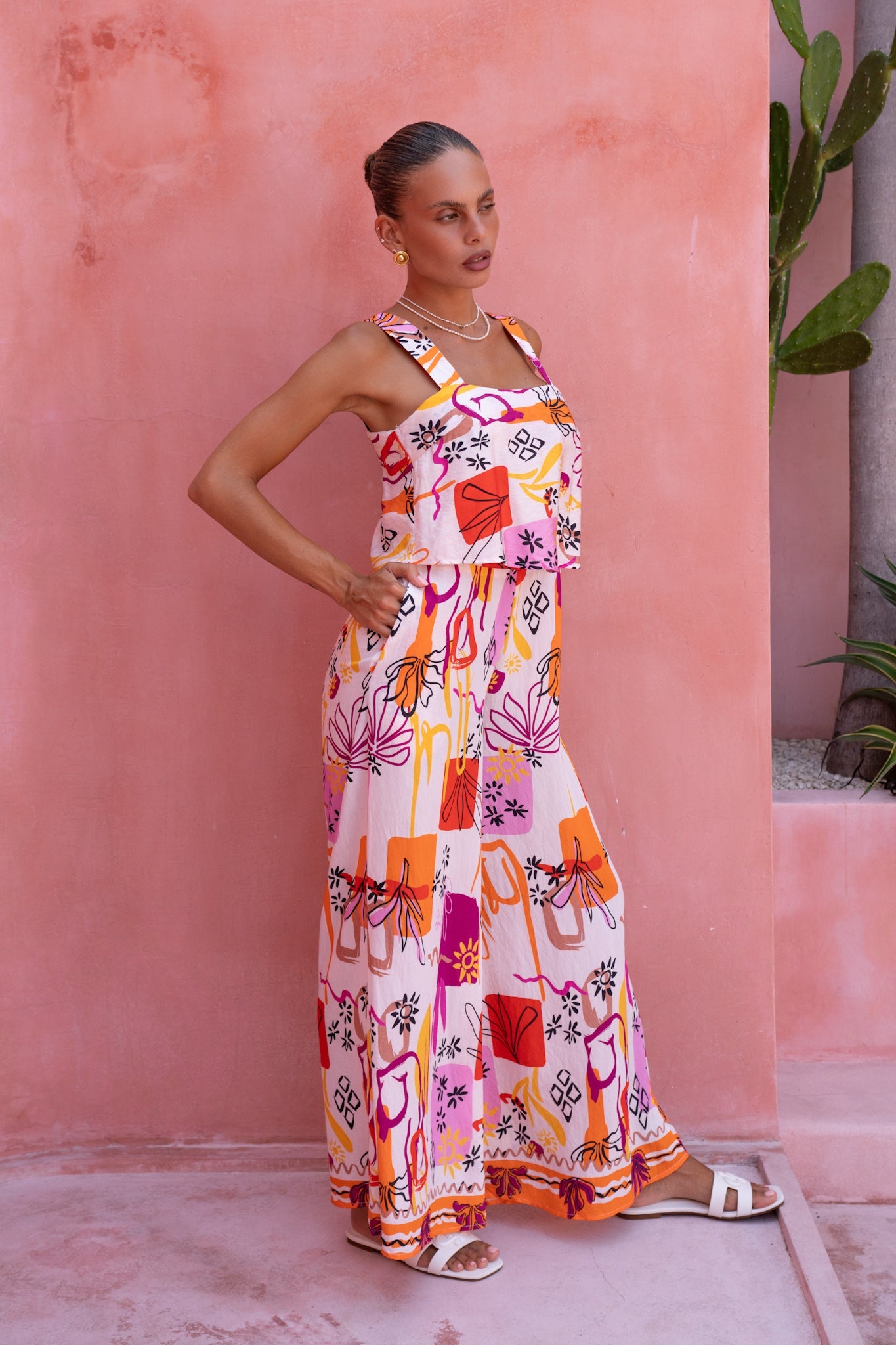Heychic Saffron Abstract Jumpsuit (Orange)