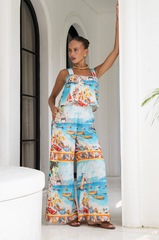 Heychic Seaside Abstract Jumpsuit (Blue)