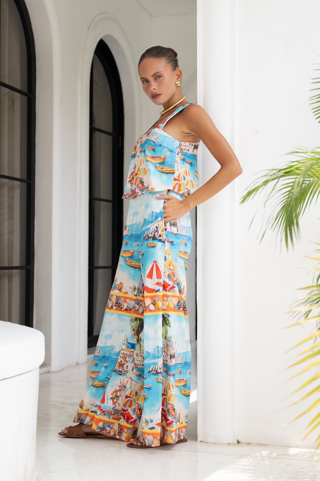 Heychic Seaside Abstract Jumpsuit (Blue)