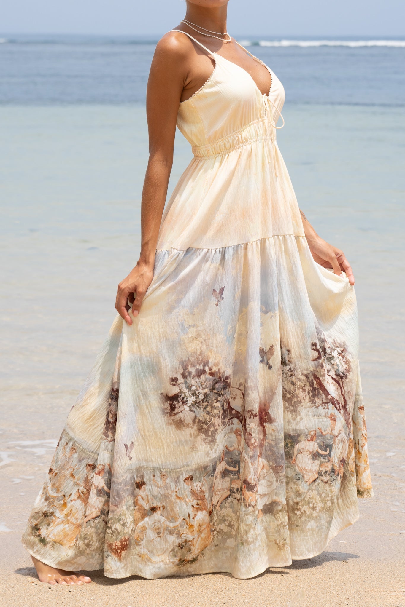 Heychic Lavinia Blue Abstract Maxi Dress (Yellow)