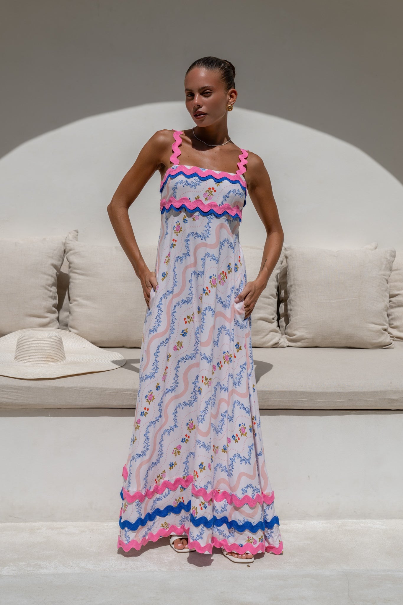 Heychic Florette Multicolour Ric Rac Maxi Dress (Floral)