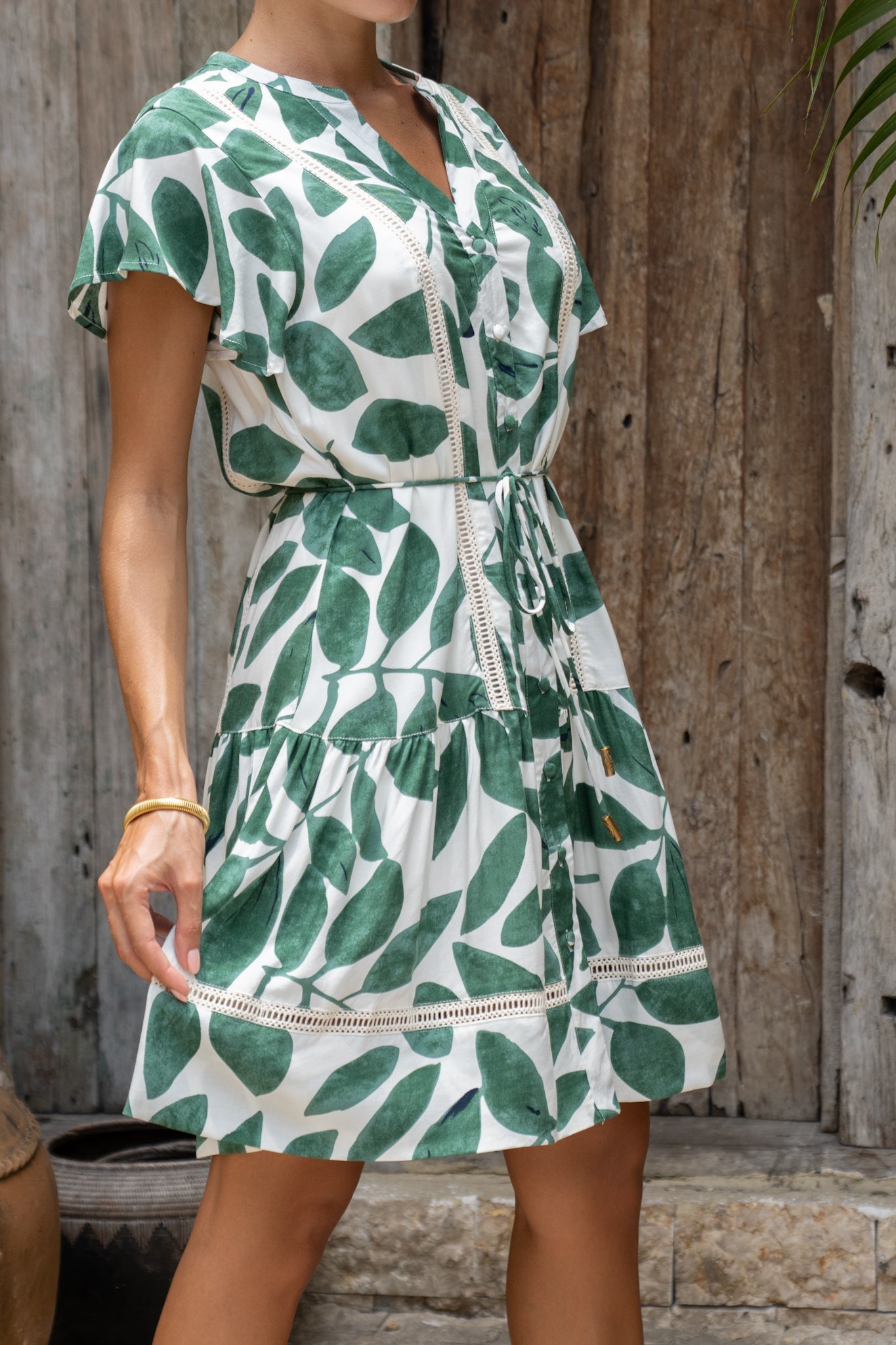 Heychic Ivy Tropical Mini Dress (Green)