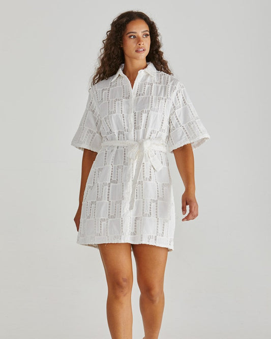 Sass Clothing Dillon Shirt Dress (White)