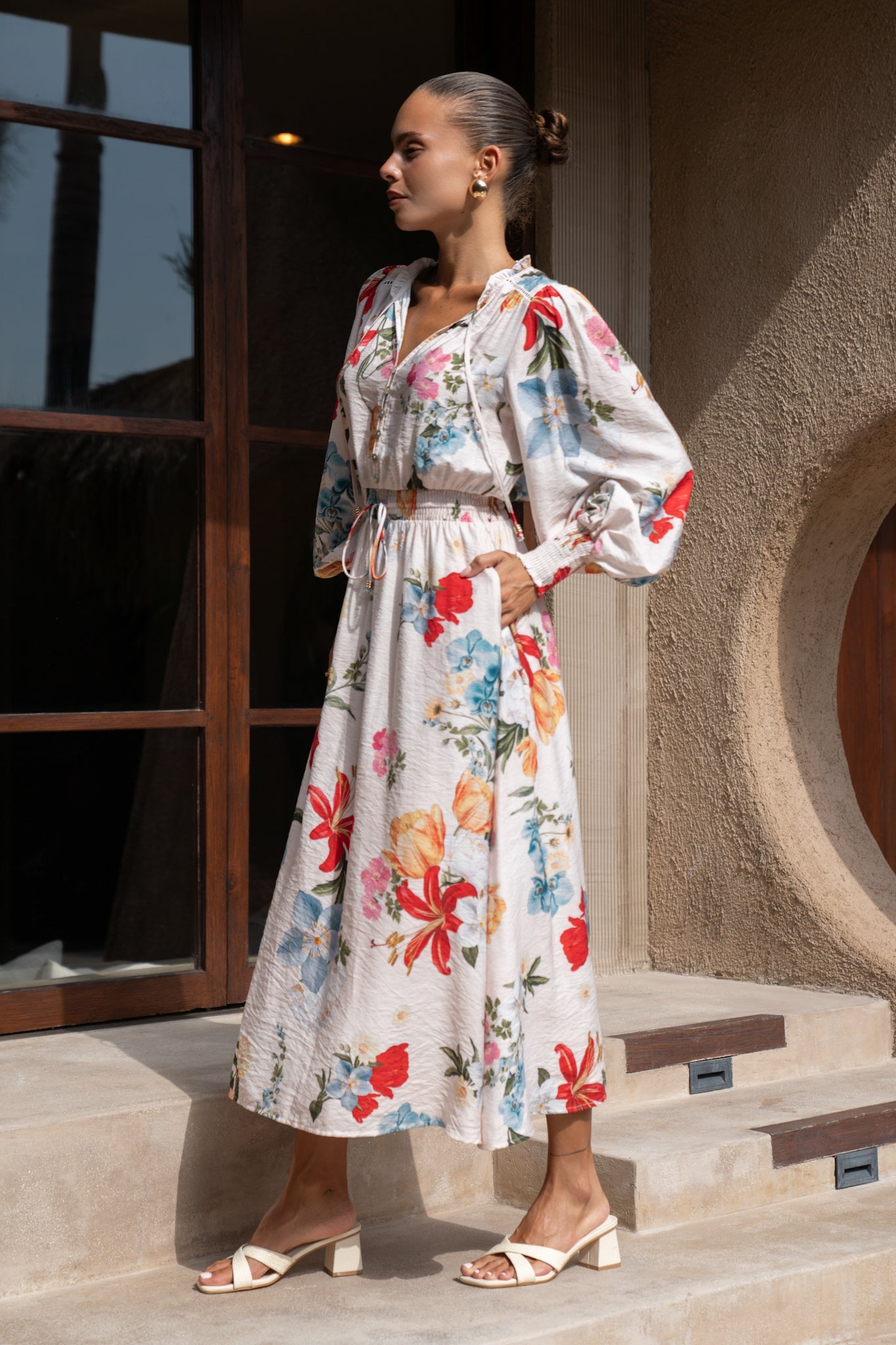 Heychic Joyce Multicolour Long Sleeve Button Maxi Dress (Floral)