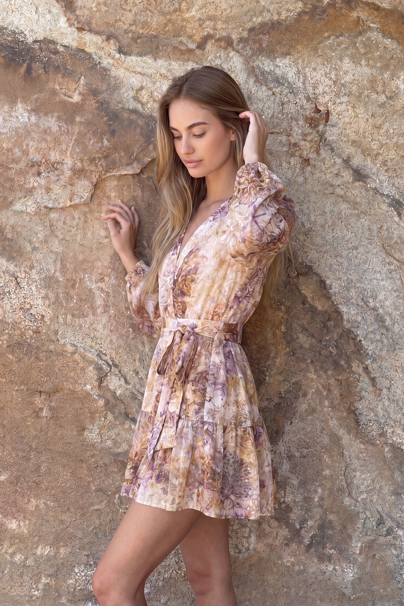 HEYCHIC Lia Purple Mini Dress (Floral)