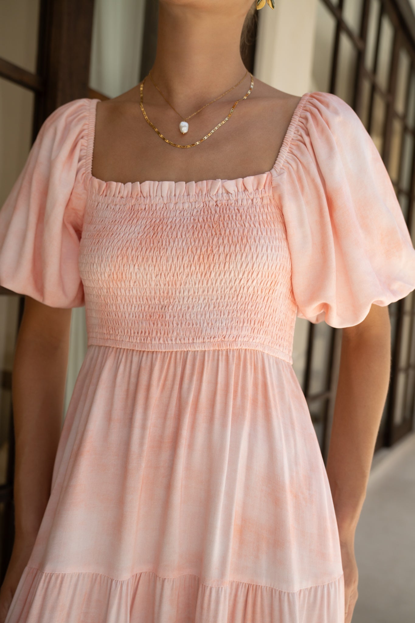 HEYCHIC Marzella Tropical Puff Sleeve Maxi Dress (Pink)