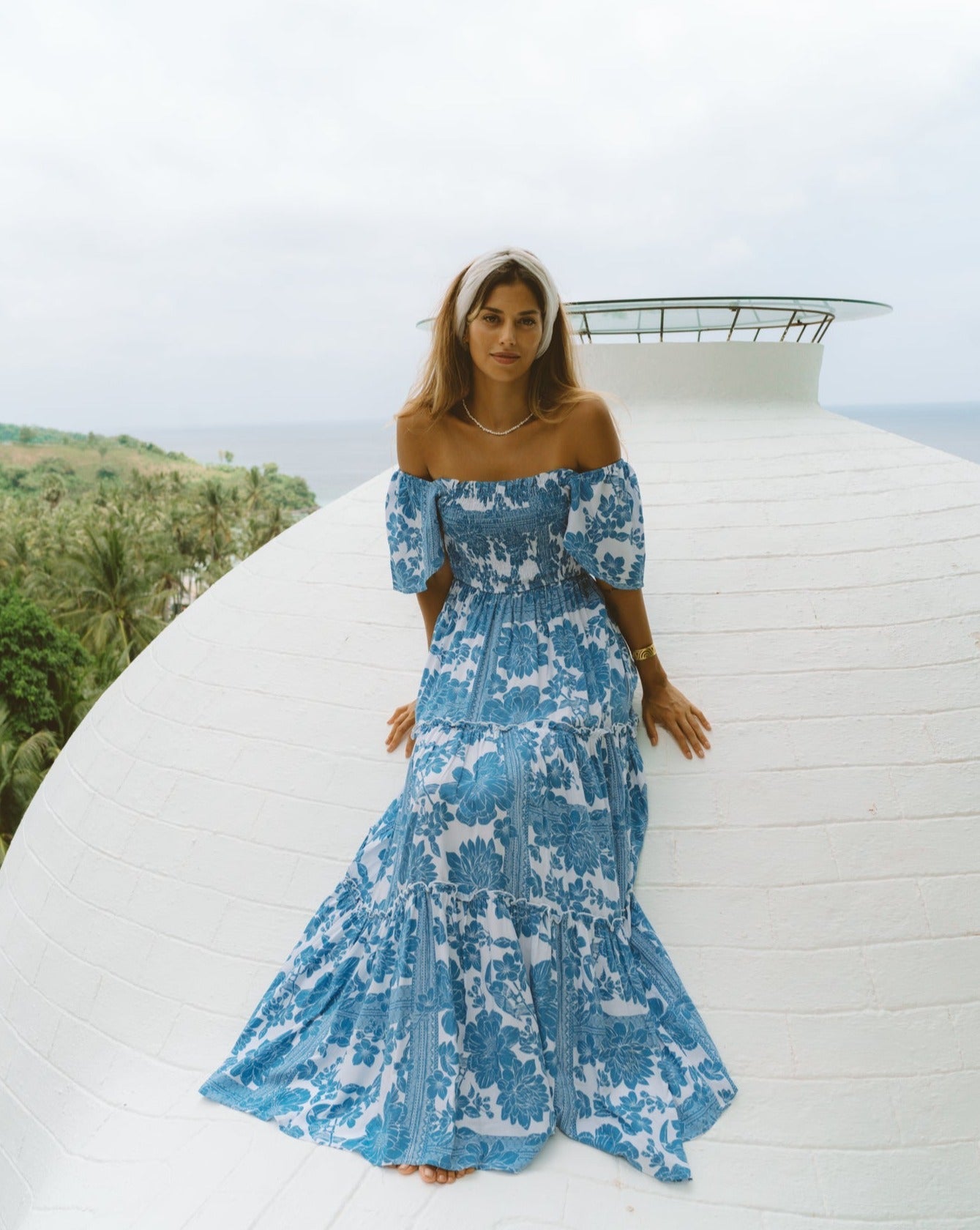 Heychic Tatiana Floral Boho Tiered Maxi Dress (Blue)