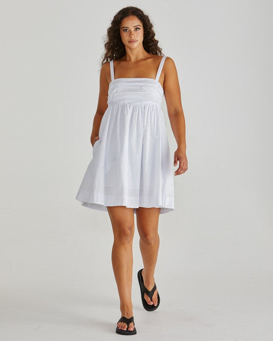 Sass Clothing Laurie Empire Line Mini Dress (White)
