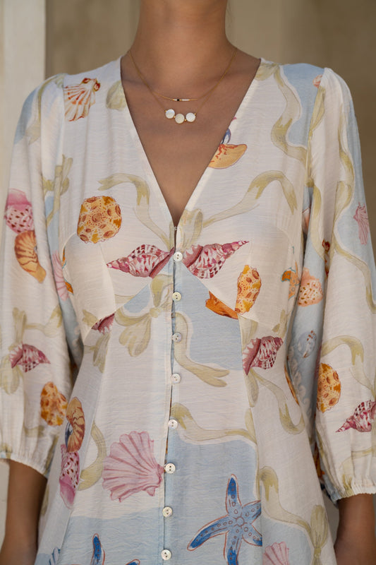 HEYCHIC Neri Shells Multicolour Abstract Button Maxi Dress (Multi)