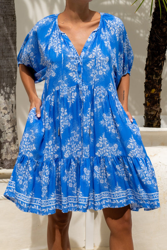 Heychic Myrrah Floral Mini Dress (Blue)